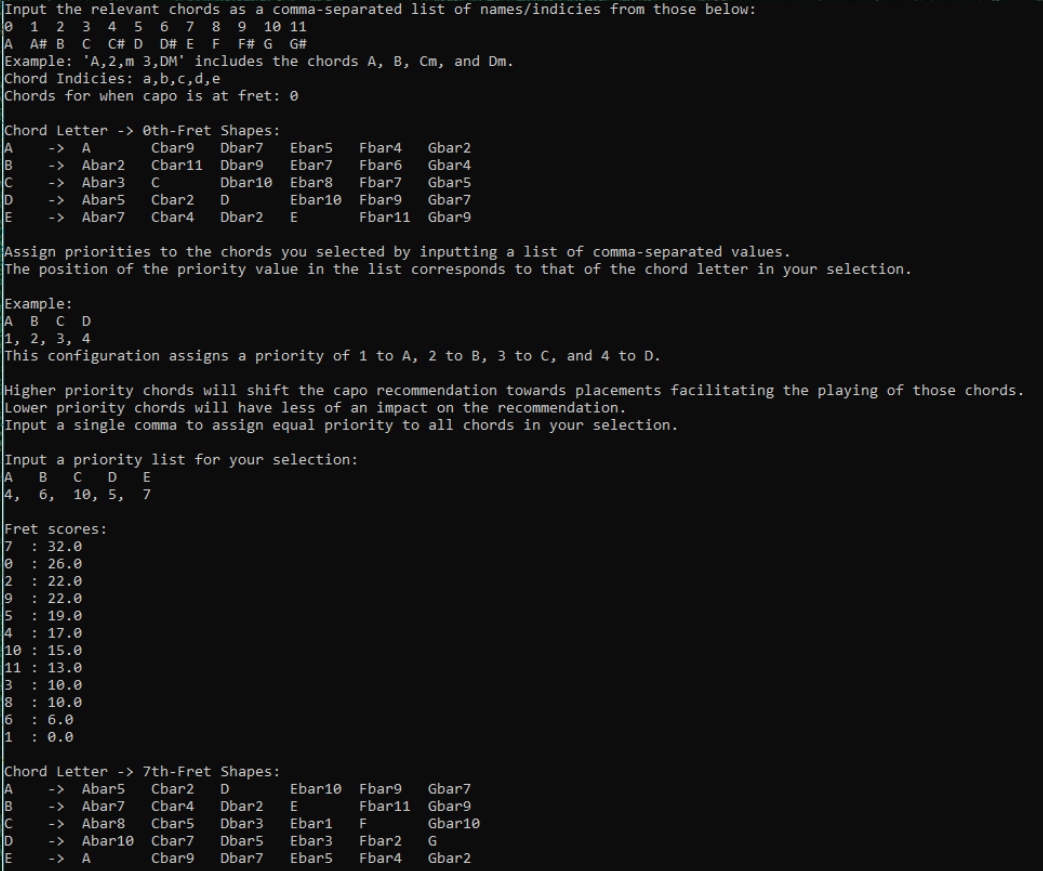 Screenshot of program flow