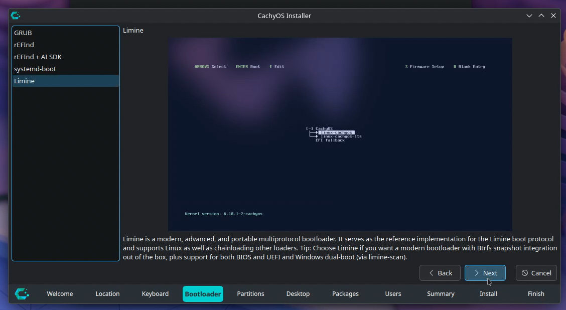 limine bootloader selection