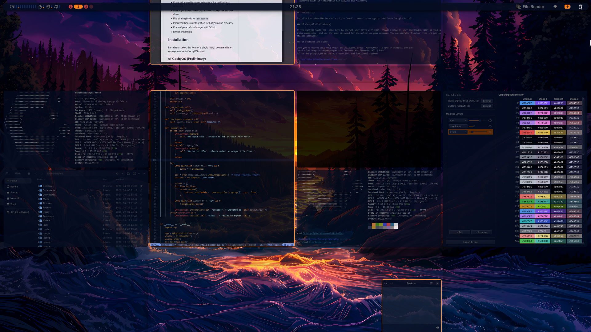 flashy colors overview screen