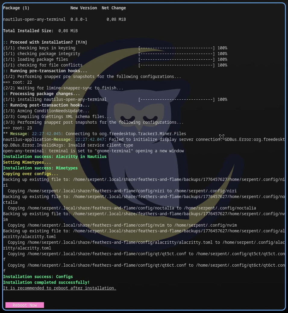 installer finished reboot prompt